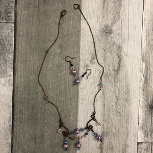Copper / blue / pink necklace